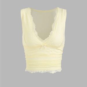 Cider Yellow Lace Top